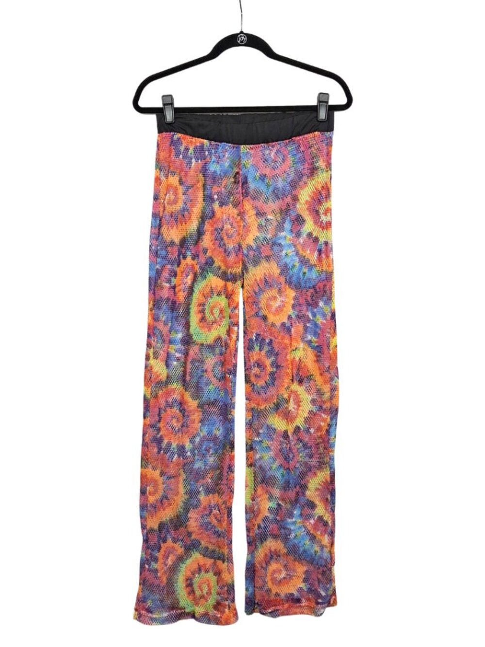 LOVE Mesh Net Pants Tie Dye Rainbow Print Pull On Pants Beach Coverup XLarge